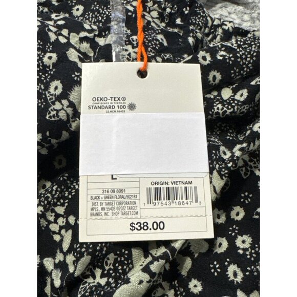 Large - Womens Long Sleeve Smocked A-Line Dress - Knox Rose - Black Floral - Picture 3 of 5